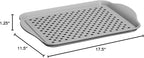 OGGI Anti Slip Serving Tray with Handles- Gray Rectangle Tray - Ideal Tray for Eating, Breakfast Tray, Food Tray, Appetizer Tray, Serving (Pack of 3), 5504.10