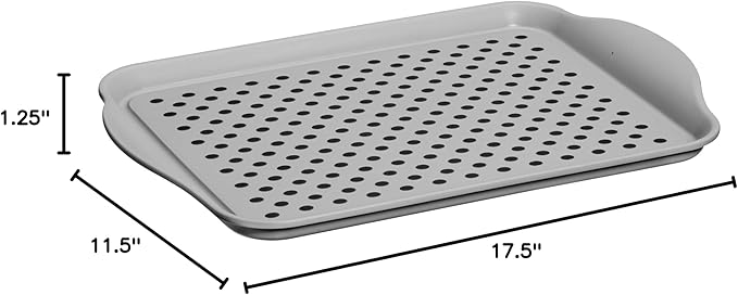 OGGI Anti Slip Serving Tray with Handles- Gray Rectangle Tray - Ideal Tray for Eating, Breakfast Tray, Food Tray, Appetizer Tray, Serving (Pack of 3), 5504.10