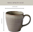 Ava Nord 14 oz Coffee Mugs Set of 4, Ceramic Coffee Mugs with Handle – Reactive Glaze Stoneware Coffee Mug Set for Tea, Latte, Cappuccino, Cocoa, Hot Chocolate – Microwave & Dishwasher Safe - Green