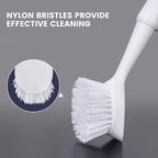 Dish Brush with Handle, Dish Scrub Brush with Built-in Scraper, Nylon Dish Scrubber, Kitchen Brushes for Dishes,Pots, Pans and Sinks 2 Pack
