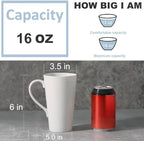 Buyajuju Large Coffee Mugs Set, 16 OZ Tall Coffee Cups with Handle, White Coffee Mugs Set of 4 for Coffee, Tea, Cocoa, Latte, Milk