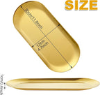 AKOLAFE 4PCS Stainless Steel Serving Tray Set Gold Platters for Serving Food Party Large Metal Trays Decorative 12" Long Plate Oval Storage Trays Thickened Serving Dishes for Entertaining Sushi Snack