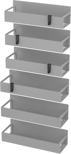 6 Pack Magnetic Spice Storage Rack Organizer for Refrigerator and Oven, Gray Fridge Organizers and Storage