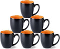 GBhome 16oz Coffee Mugs Set of 6, Large Ceramic Coffee Mugs for Man, Woman, Dad, Mom, Modern Coffee Mugs Set with handle for Tea/Latte/Cappuccino/Milk/Cocoa. Dishwasher&Microwave Safe,Orange