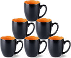GBhome 16oz Coffee Mugs Set of 6, Large Ceramic Coffee Mugs for Man, Woman, Dad, Mom, Modern Coffee Mugs Set with handle for Tea/Latte/Cappuccino/Milk/Cocoa. Dishwasher&Microwave Safe,Orange