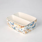 2 Compartments Ceramic Sponge Holder for Kitchen Sink, Cute Floral Countertop Dish Sponges Holder Soap Sink Organizer Farmhouse Caddy (Butterfly)