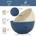 Wrova Wheat Straw Bowl Sets,8 PCS Unbreakable Cereal Bowl 26 OZ,Microwave and Dishwasher Safe Bowls,Bowl Sets BPA Free for Serving Soup,Oatmeal and Salad Summer-Sea Series