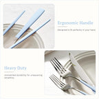 Astercook Silverware Set with Steak Knives 24-Piece Flatware Set for 4 Food-Grade Stainless Steel Blue Cutlery Set Mirror Polished Utensils Set Include Spoons and Forks for Home Kitchen Restaurant