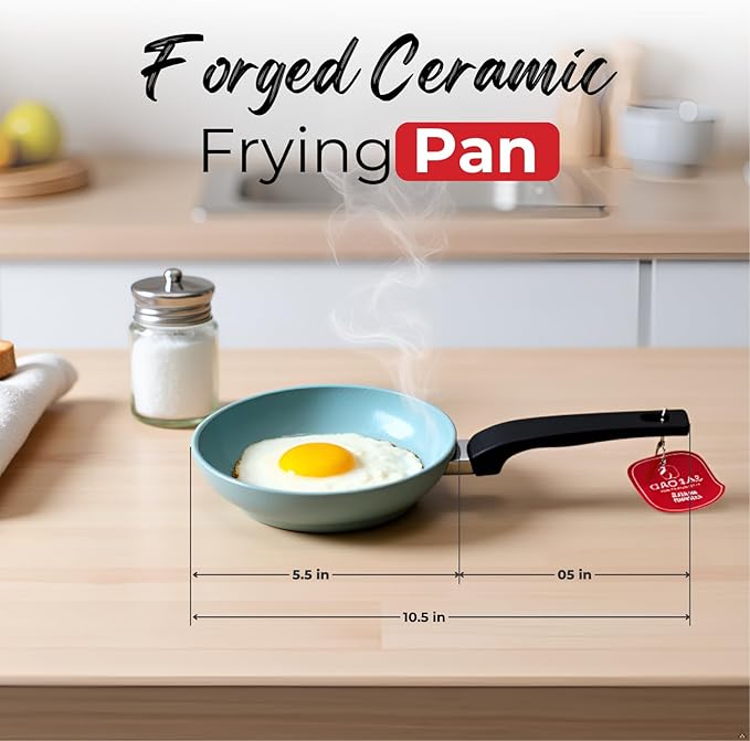 SALFORD Forged 5.5 Inch Mini Nonstick Frying Pan - Ceramic Skillet for Egg Omelet & Pancakes with Bakelite Handle Chef's Cookware - PTFE, PFAS & PFOA Free (Turquoise)