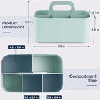 Multiuse Caddy Organizer with Handle, Portable Divided Plastic Tote Bin - Art Craft, Stationary Pen Marker Crayons, Makeup Hair Supplies Storage - Bathroom, Classroom, Dorm, Office, Desk Holder - Mint