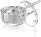 SUNHOUSE – 3 Quarts Stainless Steel Sauce Pan with Lid - PFOA-Free, Stainless Steel Sauce Pan, Advanced Impact Bonding Induction Base, Stay-Cool Handle, Compatible with All Cooktops