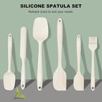 NileHome Silicone Spatula Set, 6 Pieces Food Grade Kitchen Utensils with Silicone Brush Heat Resistant Dishwasher Safe BPA-Free Rubber Spatula for Scraping, Baking, Cooking, Mixing-Ivory