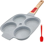 Ceramic Egg Frying Pan, Nonstick 4 Cup Fried Egg Pan with Detachable Handle, Omelette Pan Induction Compatible - Blue