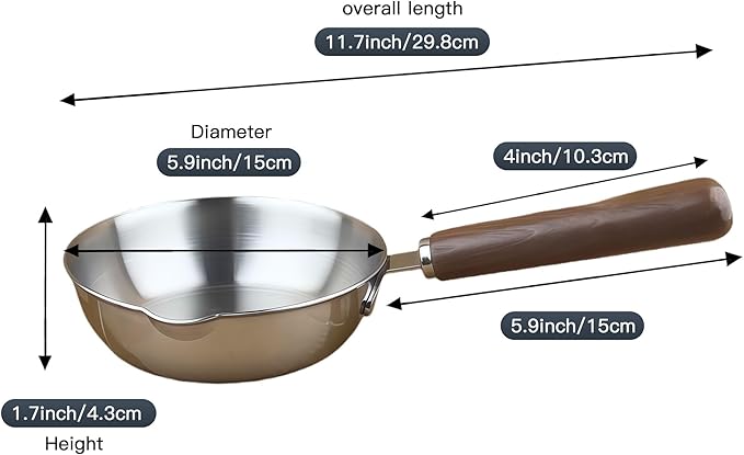 IMEEA 5.5-Inch Egg Pan Omelet Pan SUS304 Stainless Steel Mini Sauce Pan with Wooden Handle