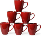 MONITO 17 OZ Coffee Mugs Set of 6, Large Ceramic Blue Coffee Mugs Set with handle for Tea/Latte/Milk/Cocoa, Funny Tea Cups for Office and Home, Engagement Gifts. (Red)