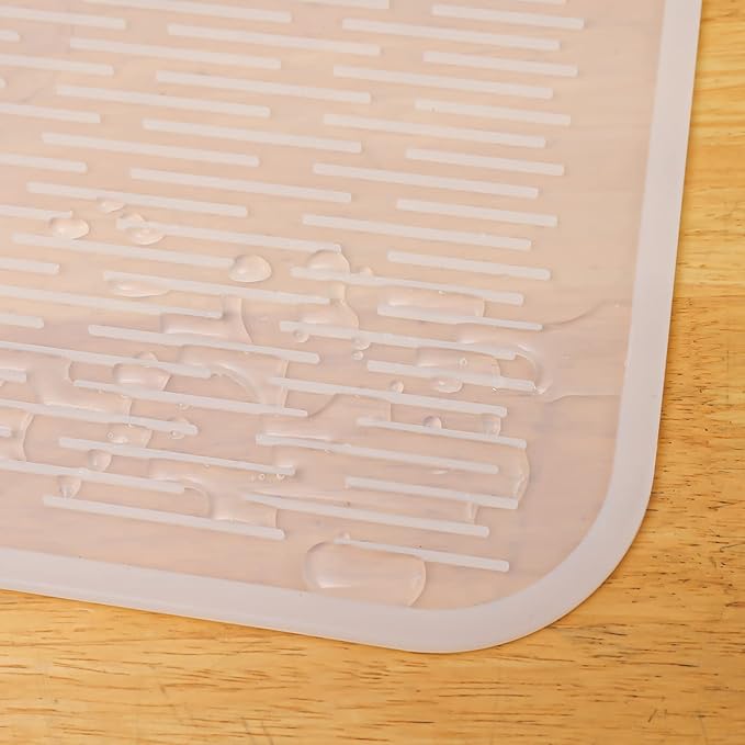 MicoYang Silicone Dish Drying Mat for Multiple Usage,Easy clean,Eco-friendly,Heat-resistant Silicone Mat for Kitchen Counter or Sink,Refrigerator or Drawer Liner Translucent 4XL 32 inches x 18 inches