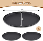 FillTouch 2 Pcs Restaurant Serving Trays PP Plastic Non Slip Rubber Lined Large Oval Tray for Kitchen Dining Room Cafeterias Fast Food Service (27 x 22 Inch,Black)