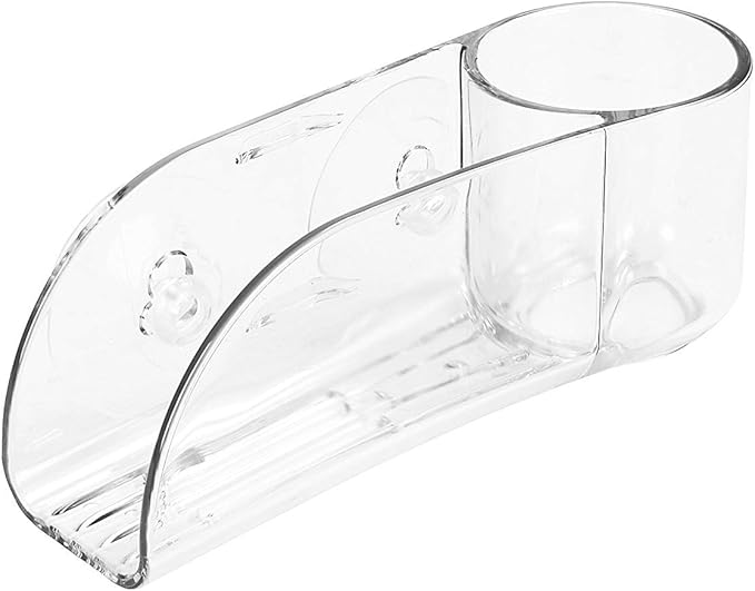 Spectrum Royo Clear Sponge and Brush Holder for Kitchen Sink with Dual Suction Cups, Sink Holder for Brush and Sponge, Kitchen Sponge and Brush Holder Frees Counter Space with Water Drain Design