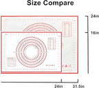 Large 24" x 16" Silicone Baking Mat | Non-Slip Pastry & Dough Mat with Dough scraper | Ideal for Rolling Out Pie Crusts, Fondant, and More | Oven-Safe Silicone Liner (24''L X 16''W)