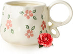 Ceramic Cute Coffee Mug For Women, Pretty Coffee Mug,Espresso Mug,9 Oz (270ml) Floral Mug (Flower)