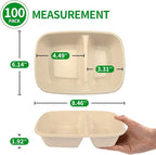 bloomoon 100 Pack 2-Compartment Paper Bowls, Divided Disposable Bowls for Chip and Dip, 2 Compartment Snack Serving Bowls for Chip and Salsa, Snack Bar Party Supplies