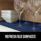 GORILLA GRIP powerGRIP Drawer Shelf and Cabinet Liner, Thick Strong Hold, Non-Adhesive Liners Protect Kitchen Cabinets and Cupboard, Bathroom Drawers, Easy Install, Breathable Mat, 12" x30', Navy Blue