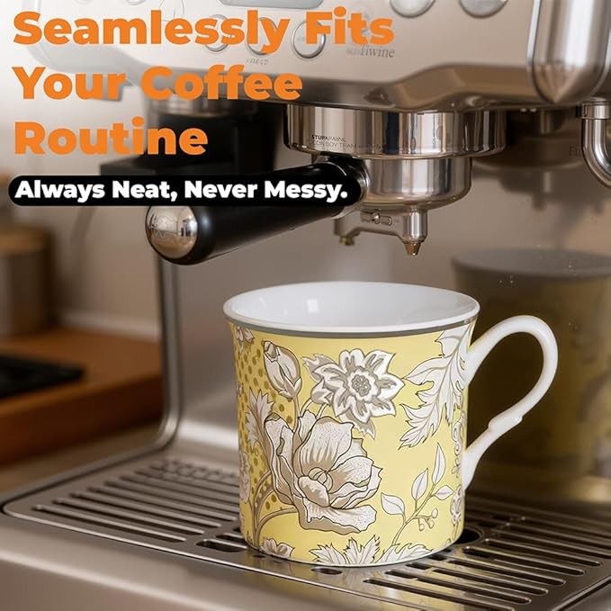 Ceramic Coffee Mugs Set of 4, 12 Oz Floral Pattern, Microwave and Dishwasher Safe, Comfortable Handles, Gifts for Women and Men, for Coffee, Tea, Latte, Cappuccino