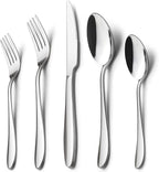HaWare 60-Piece Silverware Set for 12, Stainless Steel Flatware Cutlery Tableware for Home, Modern Ergonomic Eating Utesils, Mirror Polished, Dishwasher Safe