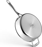 LEGEND COOKWARE 5-Ply Stainless Steel 3.5-Quart Saute Pan with Lid - Induction Compatible, Oven Safe 800°F - Non-Toxic, No Coatings - Even Heating, Won't Warp - Built to Last Generations