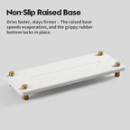 Razborci Stone Drying Tray, Gold Sink Caddy, Water Absorbing Faucet Mat Kitchen Sink Organizer, Diatomite Bathroom Counter Coaster, Soap Dish Rack Riser Dispenser Sponge Holder, Beige 10" x 4"
