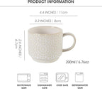 6 Oz Coffee Cups Set of 4, Stackable Coffee Mugs with Stand, Ceramic Cappuccino Cup, Embossed Espresso Cups for Latte, Tea, Cocoa, Mocha, Housewarming Present, Dishwasher Safe