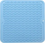 MicoYang Silicone Dish Drying Mat for Multiple Usage,Easy clean,Eco-friendly,Heat-resistant Silicone Mat for Kitchen Counter or Sink,Refrigerator or Drawer liner Light Blue M 12 inches x 12 inches