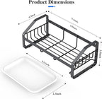 BSKSSK Sink Caddy, Sponge Holder for Kitchen and Bathroom, 304 Stainless Steel Countertop Organizer Soap Tray With Removable Drain Tray - Black Length Version