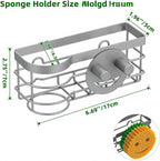 Cisily Grey Smiley Sponge Holder for Kitchen Sink Caddy, Stainless Steel Brush Holder Dish Cloth Hanger, Suction Cup Sink Organizer Scrubber