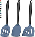 Coukre 3 Pack Silicone Spatula Set, High Heat Resistant, BPA-Free, Fish Spatula, Solid & Slotted Turner for Non-Stick Pans, Flipping Eggs, Pancakes, Fish, Burgers (3, DarkBlue)