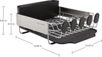 KitchenAid Compact, Space Saving Rust Resistant Dish Rack with Removable Flatware Caddy and Angled Self Draining Drainboard, 16.06-Inch, Black
