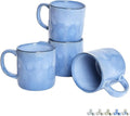 Bosmarlin Ceramic Coffee Mug Set of 4, 14 Oz, Coffee Cups with Big Handle, Microwave Safe, Unique Reactive Glaze (Blue, 14 Oz)