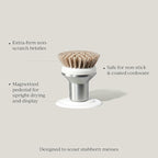 Curio Home Goods Ionic Palm Brush, Magnetized to Stand Upright, Stainless Steel with Replaceable Head, Silver