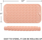 MicoYang Silicone Dish Drying Mat for Multiple Usage,Easy clean,Eco-friendly,Heat-resistant Silicone Mat for Kitchen Counter or Sink,Refrigerator or Drawer Liner Pink S 12 inches x 6 inches