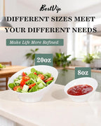 BESTVIP 8oz White Plastic Serving Bowls for Party - 12 Pack Angled Disposable Serving Bowls, Party for Chips, Snacks, Fruit, Salad - Bowls for Parties, Daily Use, Catering, Christmas