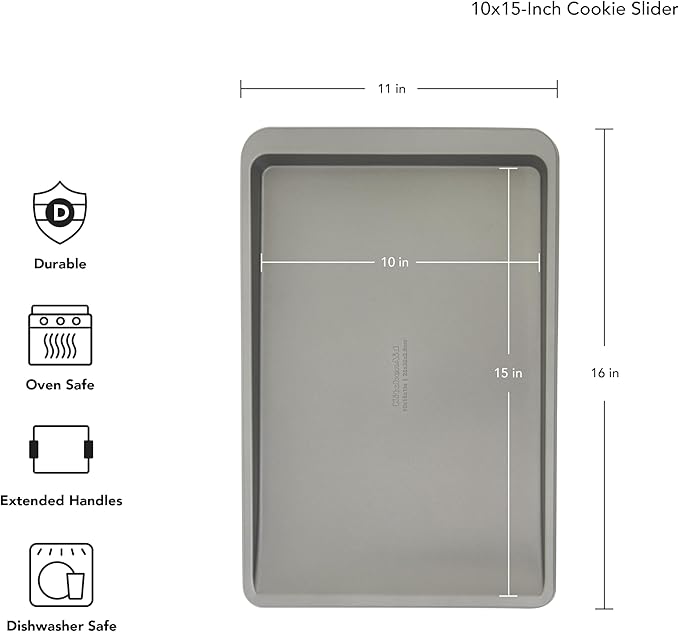 KitchenAid 10x15in Nonstick Aluminized Steel Cookie Slider, Contour Silver