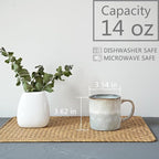 Bosmarlin Ceramic Coffee Mug Set of 4, 14 Oz, Coffee Cups with Big Handle, Microwave Safe, Unique Reactive Glaze (Grey White, 14 Oz)