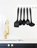 Silicone Kitchen Utensils Set, 5 PCS Heat Resistant Non Stick Cooking Tools, Silicone Spatula/Turner/Serving Spoon/Soup Ladle/Slotted Spoon, for Home and Camping