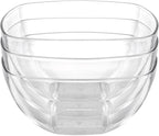 TOPZEA Set of 3 Clear Plastic Serving Bowls for Party, 94oz Acrylic Large Salad Mixing Bowl Set Kitchen Reusable Snacks Bowl for Fruit Chips Dips Popcorn, Break-Resistant