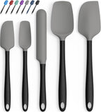 Coukre Silicone Spatula Set of 5,High Temperature Resistant, Food Grade Silicone, Dishwasher Safe, for Baking, Cooking (Gray Black)