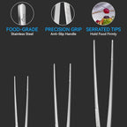 HOTEC Kitchen Tweezers Tongs Stainless Steel Professional Chef Tweezers, Set of 3-6.3", 10" and 12inch Food Tongs for Cooking, Repairing, Dessert, BBQ, Meat, Pasta, Silver