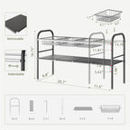 NETEL Under Sink Organizers and Storage, 2 Tier Expandable Under Cabinet Organizer Shelf with 4 Baskets and 4 Panels, Expandable Shelf for Cupboard, Kitchen, Bathroom, Shoe Storage Rack