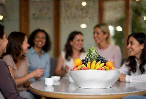 12.2'' Fruit Bowl for Kitchen Desktop, Modern Art Bowl,120oz Large Capacity,Can hold up to 10 full-size Baguettes, Grapes,Bananas, Pineapples