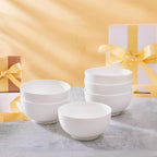 AntoKueh White Ceramic Bowls 6 in, 26Oz round Large Cereal Bowl set of 6, Deep Porcelain Bowls for Cereal, Salad, Noodles, Dishwasher/Microwave safe