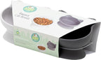 Kitty City Elevated Cat Bowls (Set of 2), Whisker-Friendly Raised Cat Food & Water Dishes, Modern Pedestal Design, Dishwasher Safe, 6.5 oz Each – White & Gray